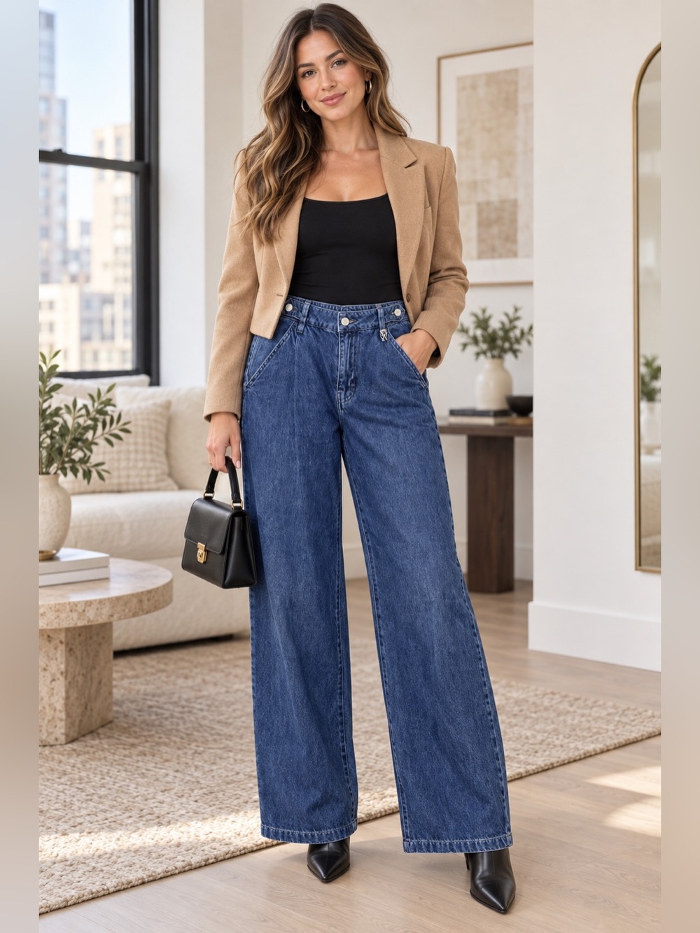 Lucky Brand Wide-Leg High-Rise Jeans in Denim Blue